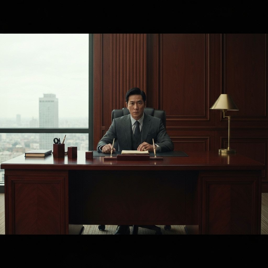 Same actor in office scene - demonstrating character consistency